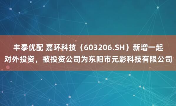 丰泰优配 嘉环科技（603206.SH）新增一起对外投资，被投资公司为东阳市元影科技有限公司