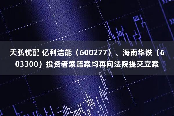 天弘忧配 亿利洁能（600277）、海南华铁（603300）投资者索赔案均再向法院提交立案